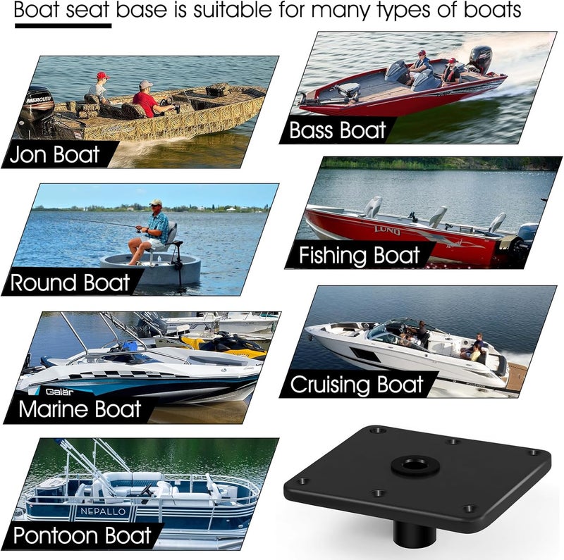 CLLOMAGY Boat Seat Base Mount Boat Seat Pedestal Base Mount Plate for 3/4" Pin Post Socket, Heavy Duty Marine Pedestal Bracket for Most Marine Fishing Pontoon Bass - Image 4